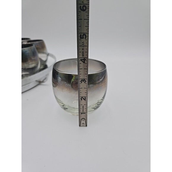 Queen's Luster Silver Fade Bar Set with Roly Poly Glasses Ice Bucket Tray Tongs - Picture 3 of 9
